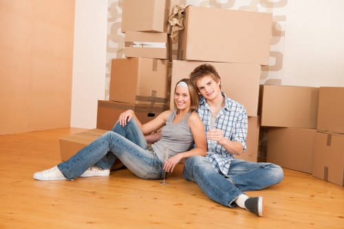 Moving boxes and furniture prepared for Scotland removals