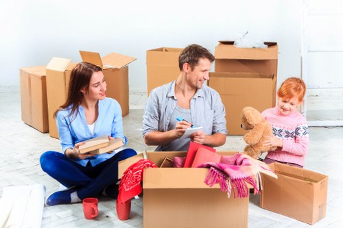 House removal team planning a move in a Scottish city street