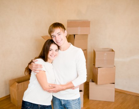 Packing boxes and furniture ready for transport