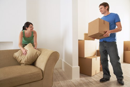 Furniture and boxes prepared for a house move in Scotland